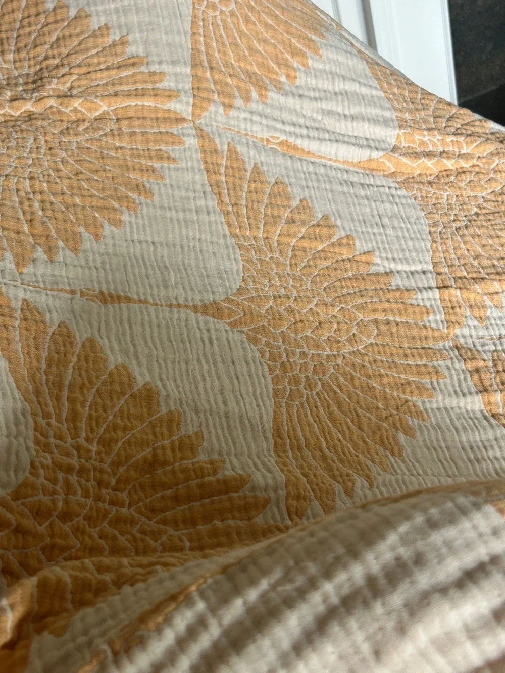 Woven + Quilted Cotton Throw Blanket Indoor Outdoor 55 x 77 Yellow Orange NEW